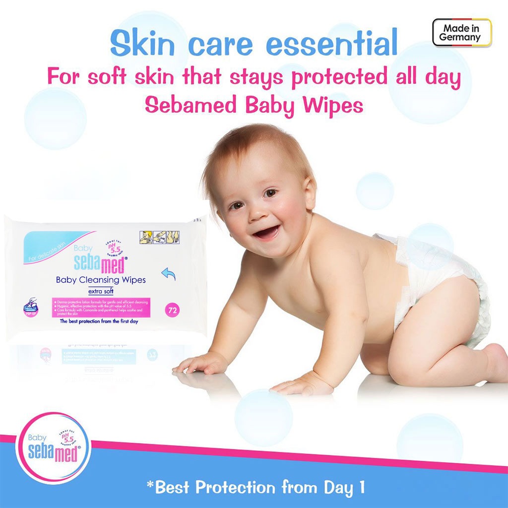 Sebamed, Baby cleansing wipes, Soft wipes for gentle baby skin cleansing, 72 pcs