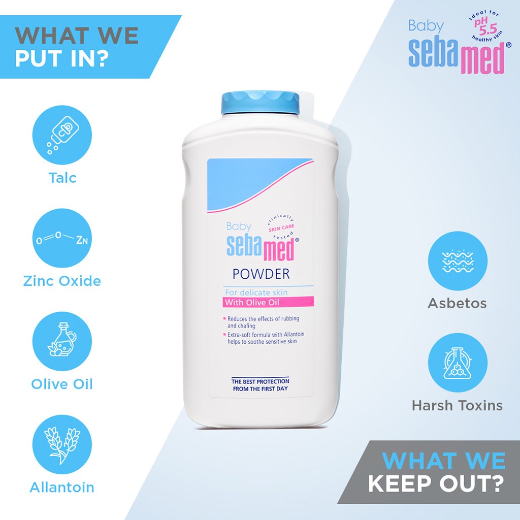 Sebamed, Baby powder, Gentle absorbent powder for baby skin care, 200 g