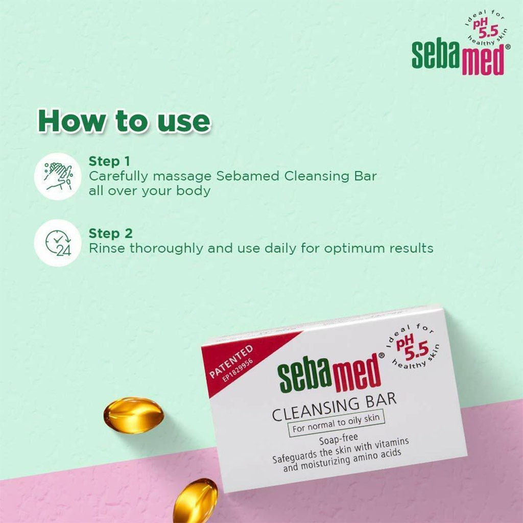Sebamed, Cleansing bar, Gentle soap for sensitive and dry skin, 100g