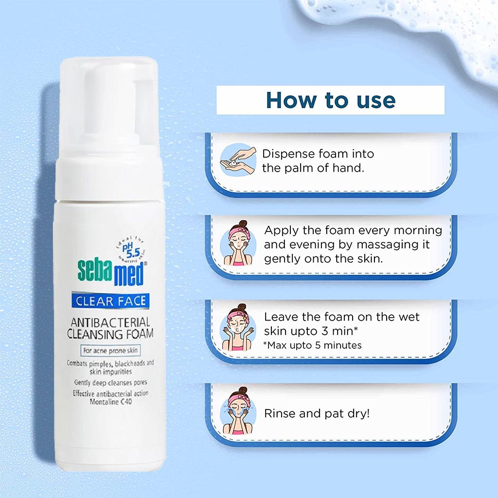 Sebamed, Clear Face Antibacterial Cleansing Foam, Facial cleansing foam for acne-prone skin, 150ml