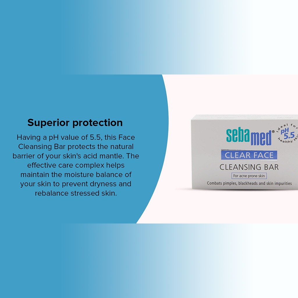 Sebamed, Clear Face Cleansing Bar, Soap-free cleansing bar for acne-prone skin, 100g