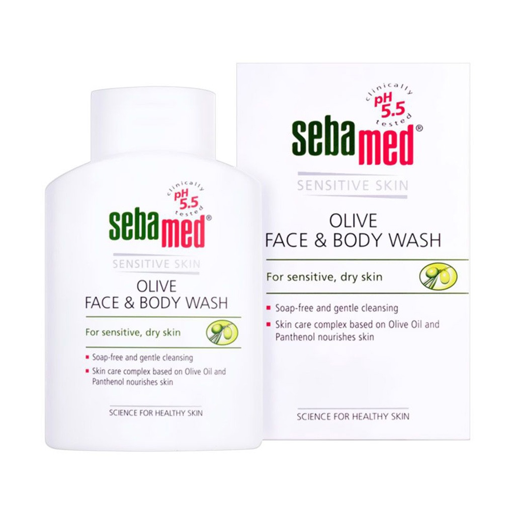 Sebamed, Olive Face & Body Wash, Gentle cleansing wash with olive extract for face and body, 200ml