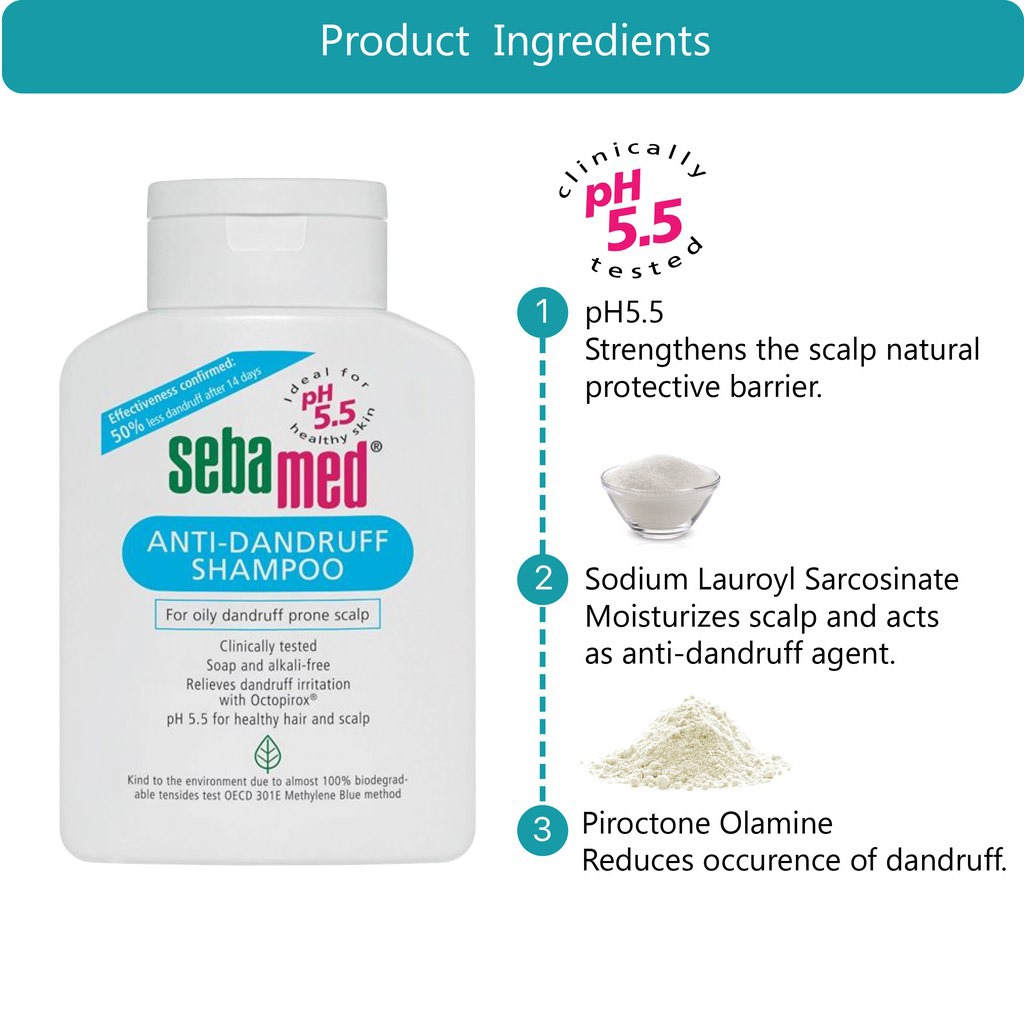 Sebamed, Antidandruff Shampoo, Gentle shampoo for dandruff control, 200 ml