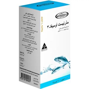 MotherNest, Omega-3 fish oil capsules, Supports heart and brain health, 60 capsules