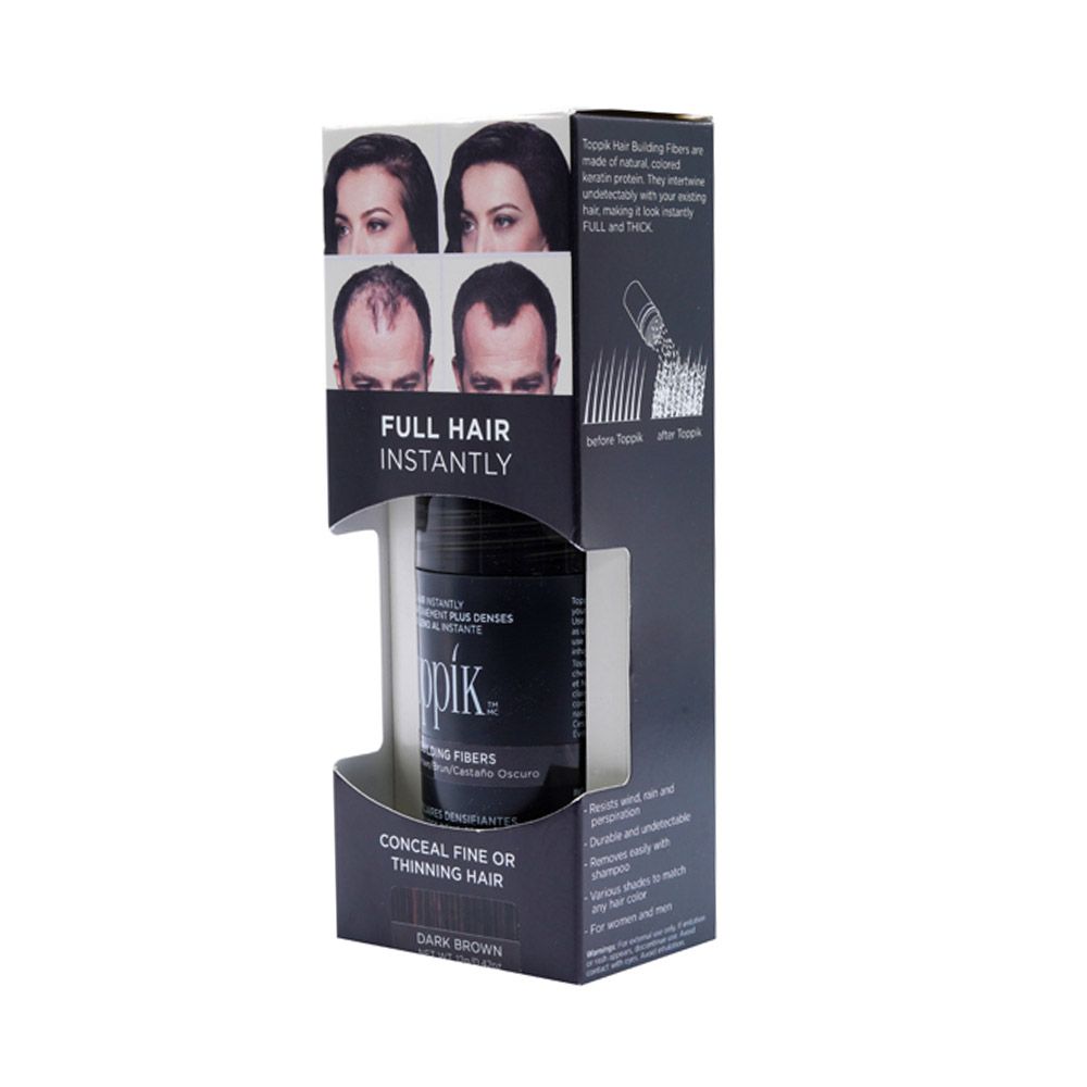 Toppik, Hair Building Fibers Dark Brown, Natural hair thickening fibers, 12 g