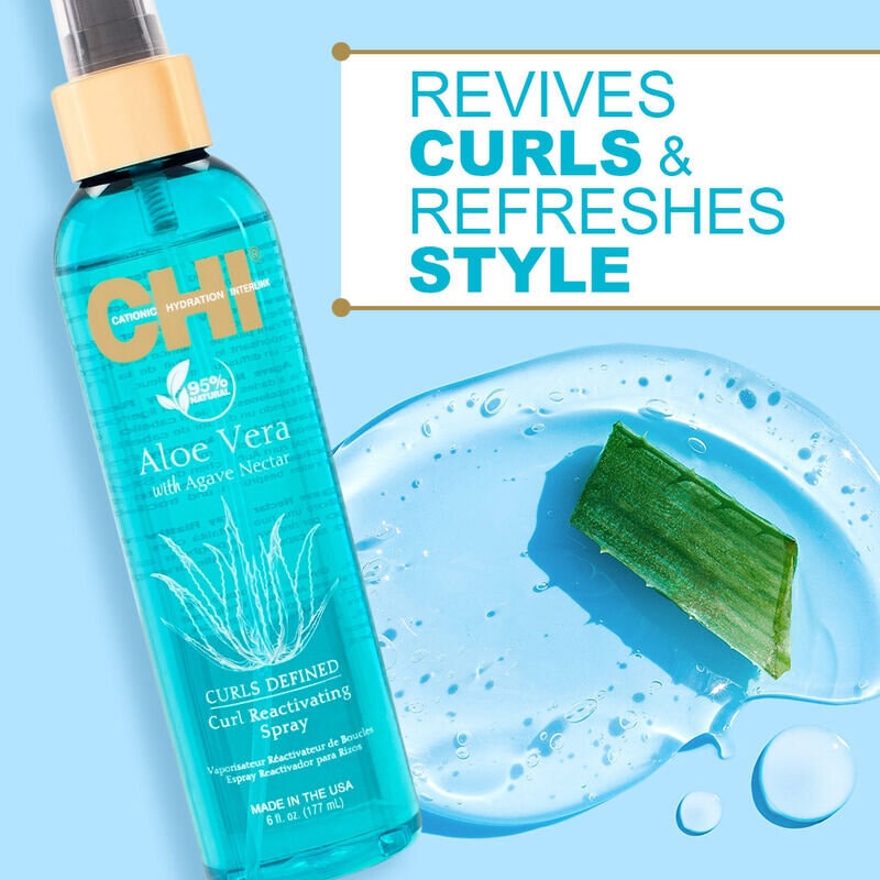 Chi, Aloe Vera Curl Reactivating Spray, Hydrating spray to refresh and define curls, 177 ml