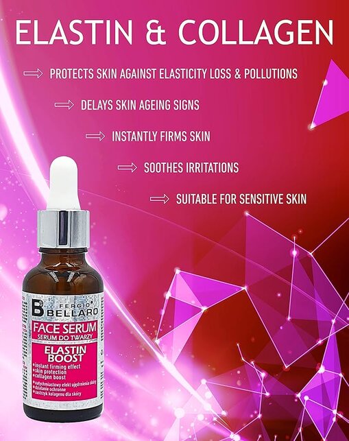 Fergio, Bellaro Luxury Face Serum Elastin Boost, Anti-aging serum to boost elastin and firmness, 30ml