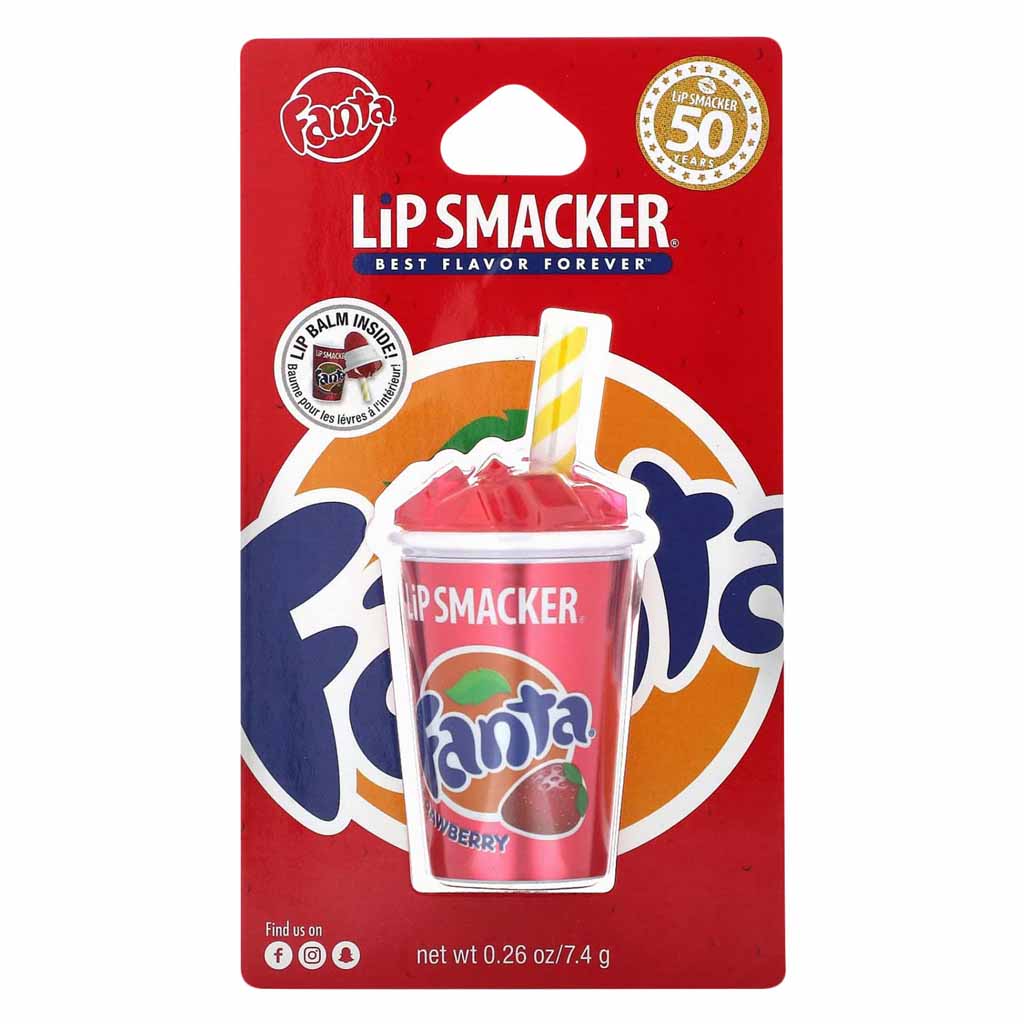Lip Smacker, Fanta Strawberry Lip Balm, Moisturizing strawberry flavored lip balm, 7.4g