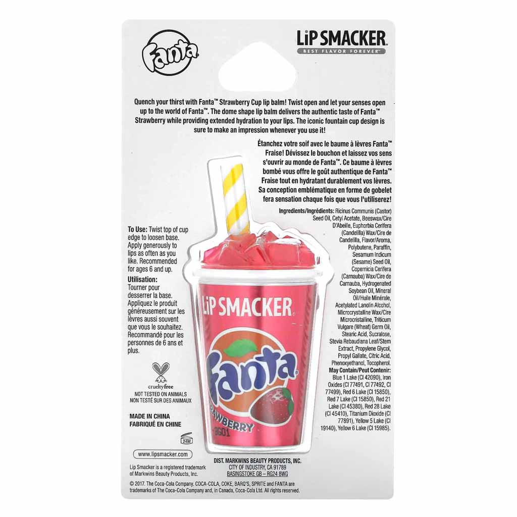 Lip Smacker, Fanta Strawberry Lip Balm, Moisturizing strawberry flavored lip balm, 7.4g