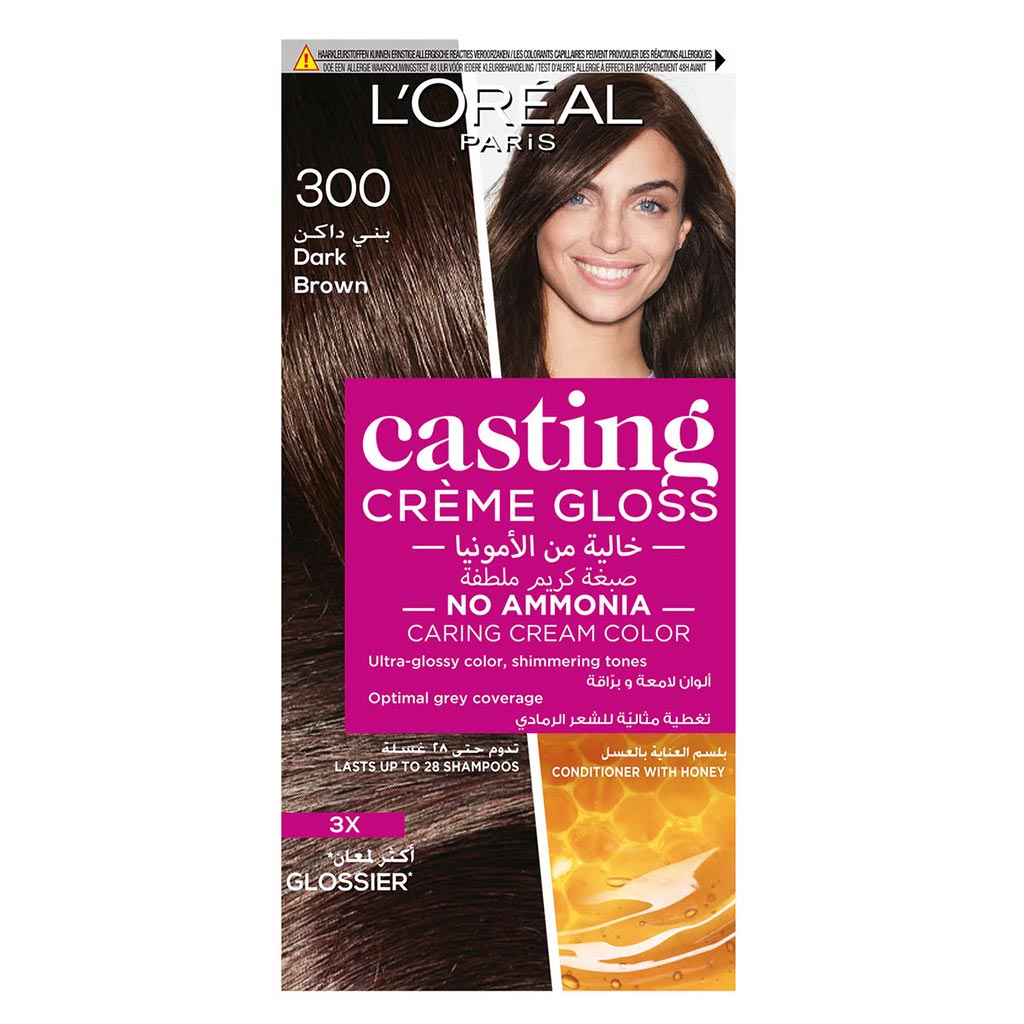 L'Oréal, Casting Cream Gloss Hair Color 300 Dark Chestnut, Semi-permanent conditioning hair color, cream