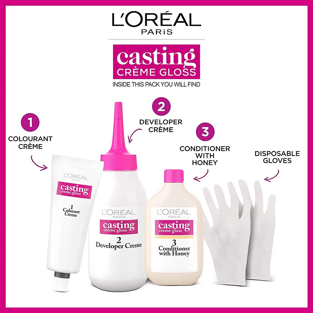 L'Oréal, Casting Cream Gloss Hair Color 300 Dark Chestnut, Semi-permanent conditioning hair color, cream