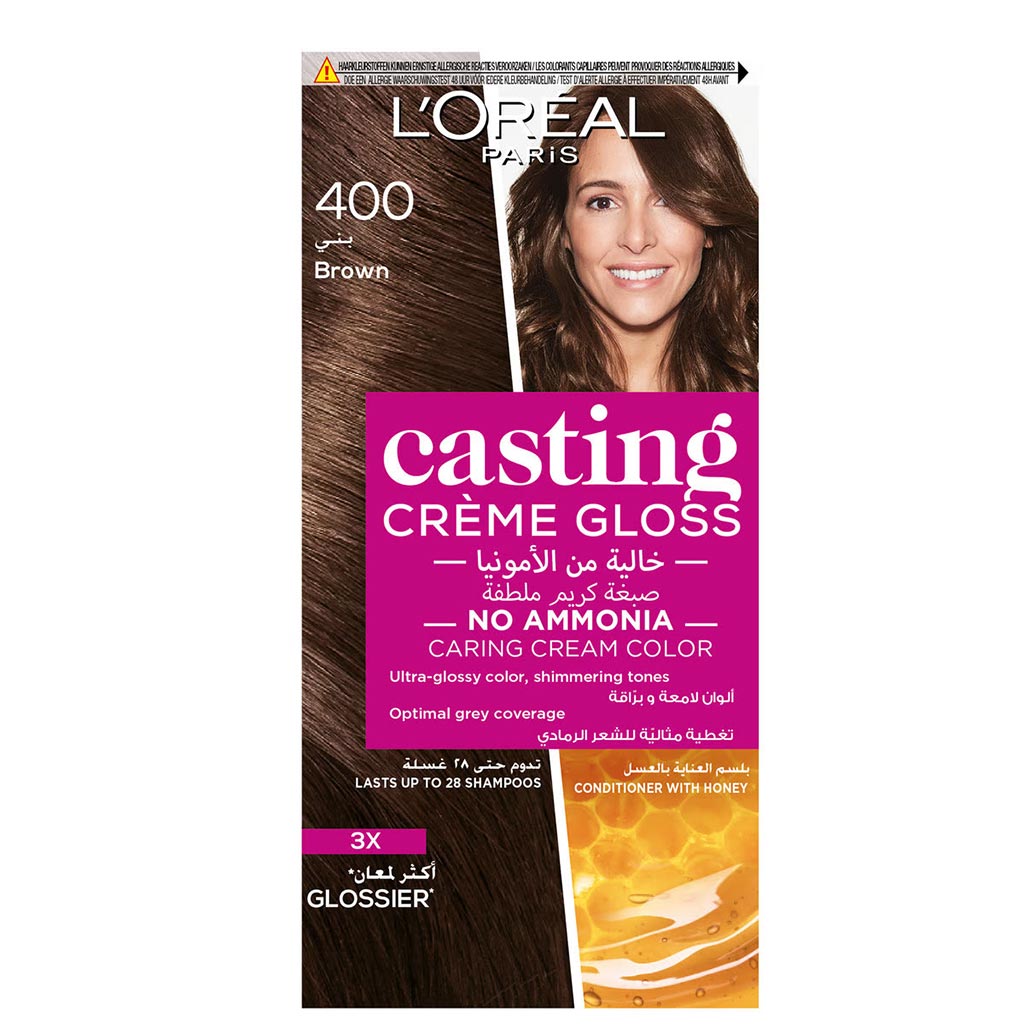 L’Oréal, Casting Crème Gloss Semi-Permanent Conditioning Hair Color, Ammonia-free semi-permanent hair color, 400 Brown Kit
