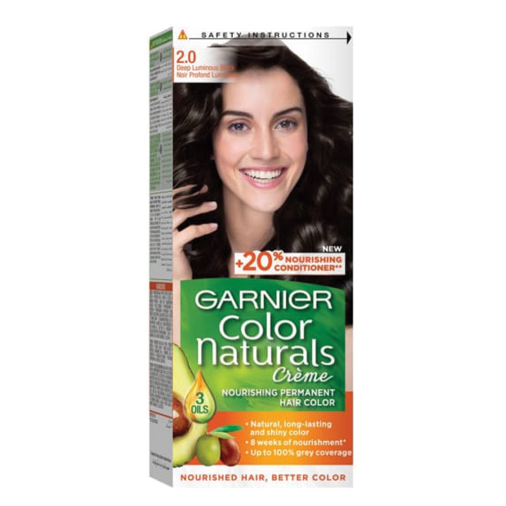 Garnier, Color Naturals Hair Color 2 Luminous Black, Permanent hair color with natural shine