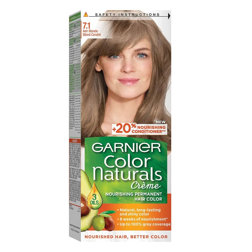 Garnier, Color Naturals Cream Hair Color 71 Ash Blonde Kit, Complete hair coloring kit with natural shine