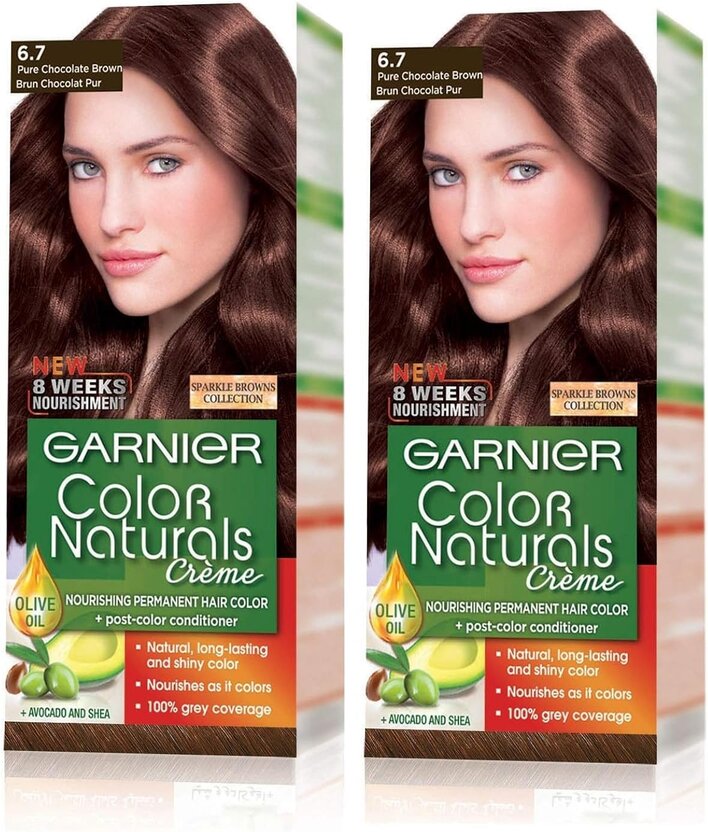 Garnier, Color Naturals 67 Pure Chocolate Brown, Permanent cream hair color with nourishing formula