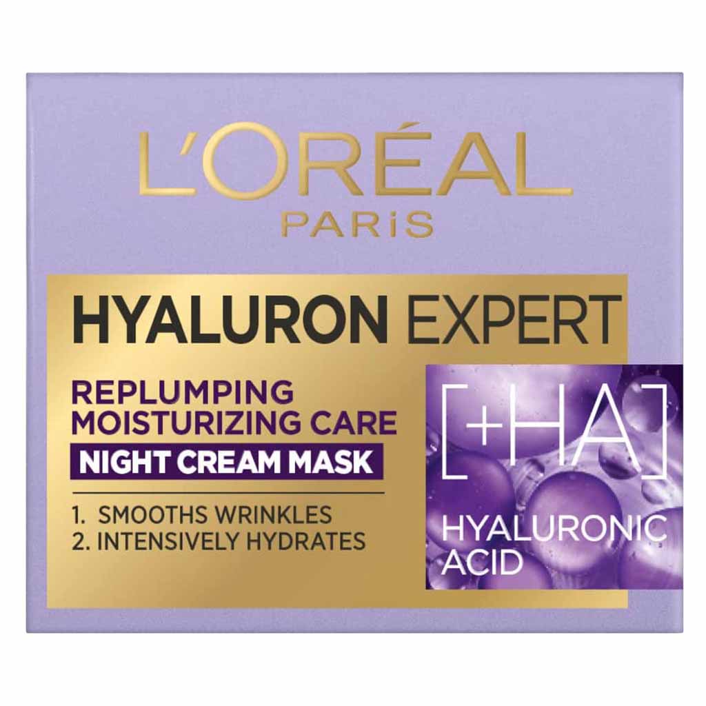 L'Oréal Paris, Hyaluron Expert Night Cream Mask, Hydrating anti-aging night mask cream, 50 ml