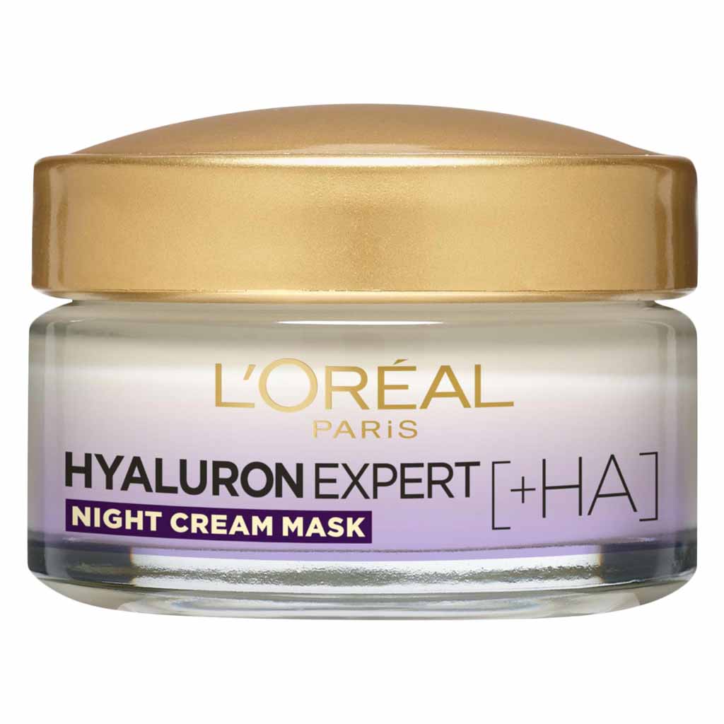 L'Oréal Paris, Hyaluron Expert Night Cream Mask, Hydrating anti-aging night mask cream, 50 ml