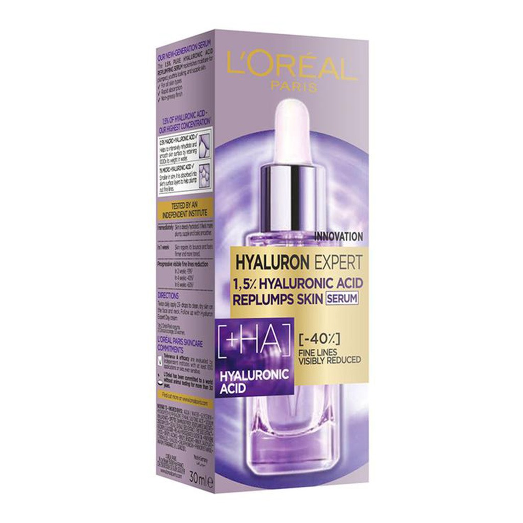 LOreal Paris Hyaluron Expert 1.5% Hyaluronic Acid Replumps Skin Serum 30ml