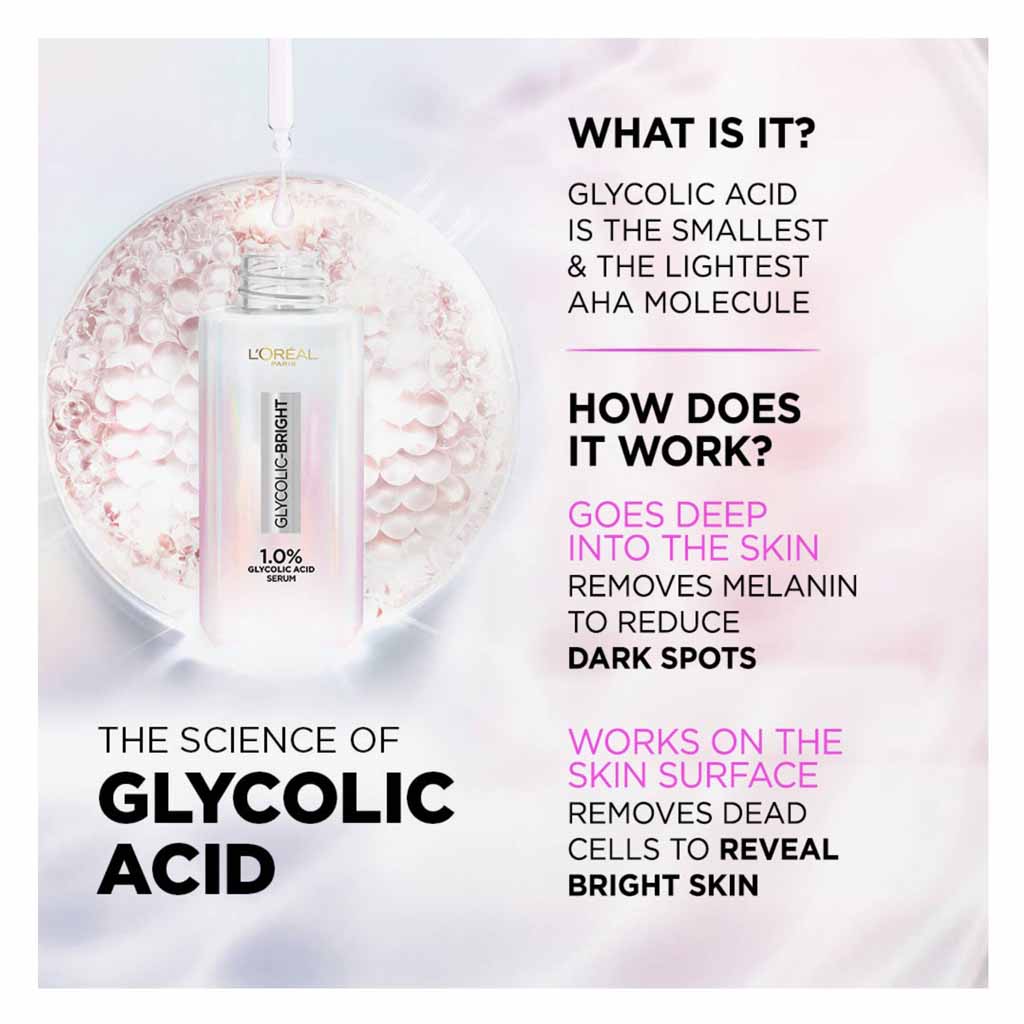 LOreal Paris Glycolic Bright 1.0% Glycolic Acid Serum 15ml