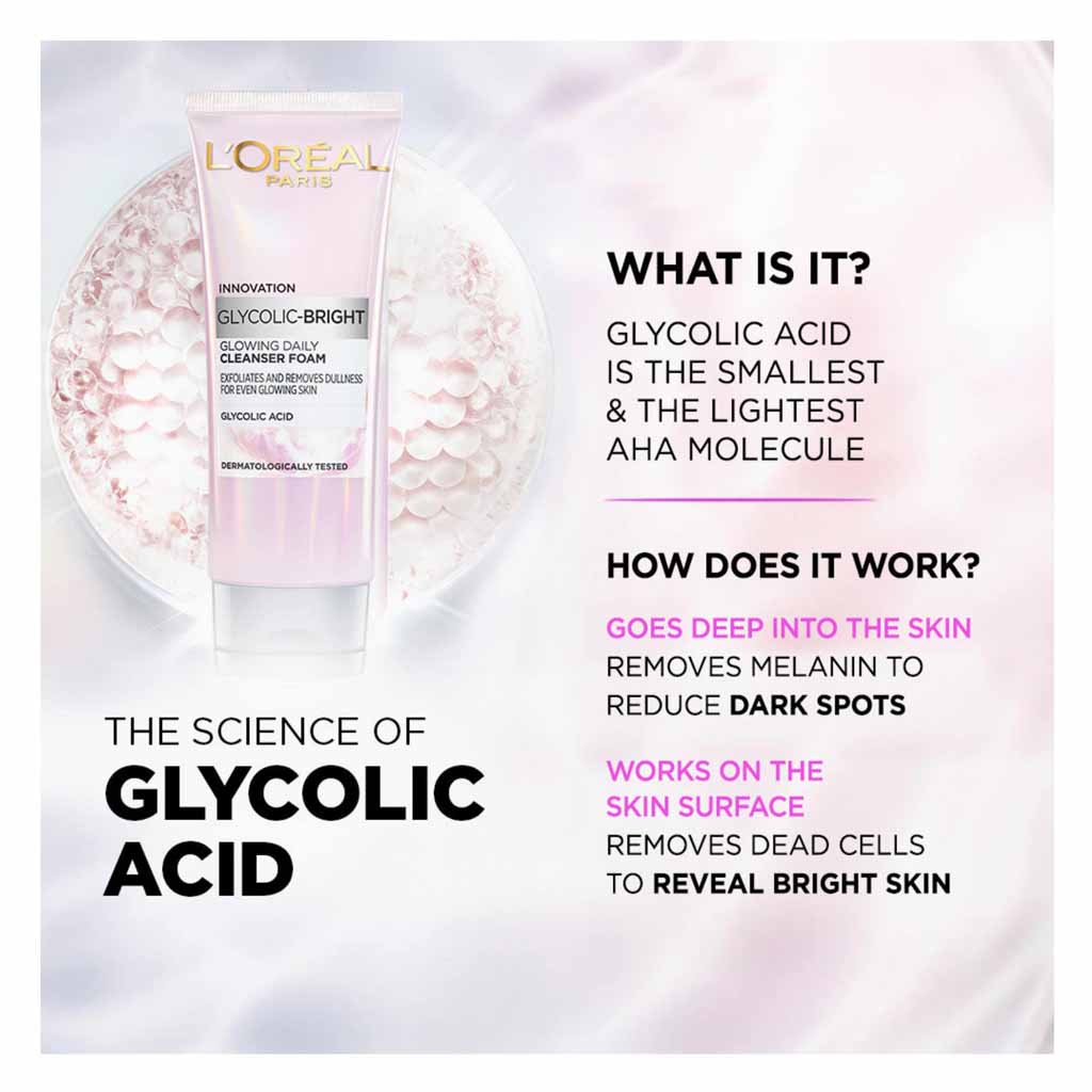 LOreal Paris Glycolic Bright Glowing Daily Cleanser Foam 100ml