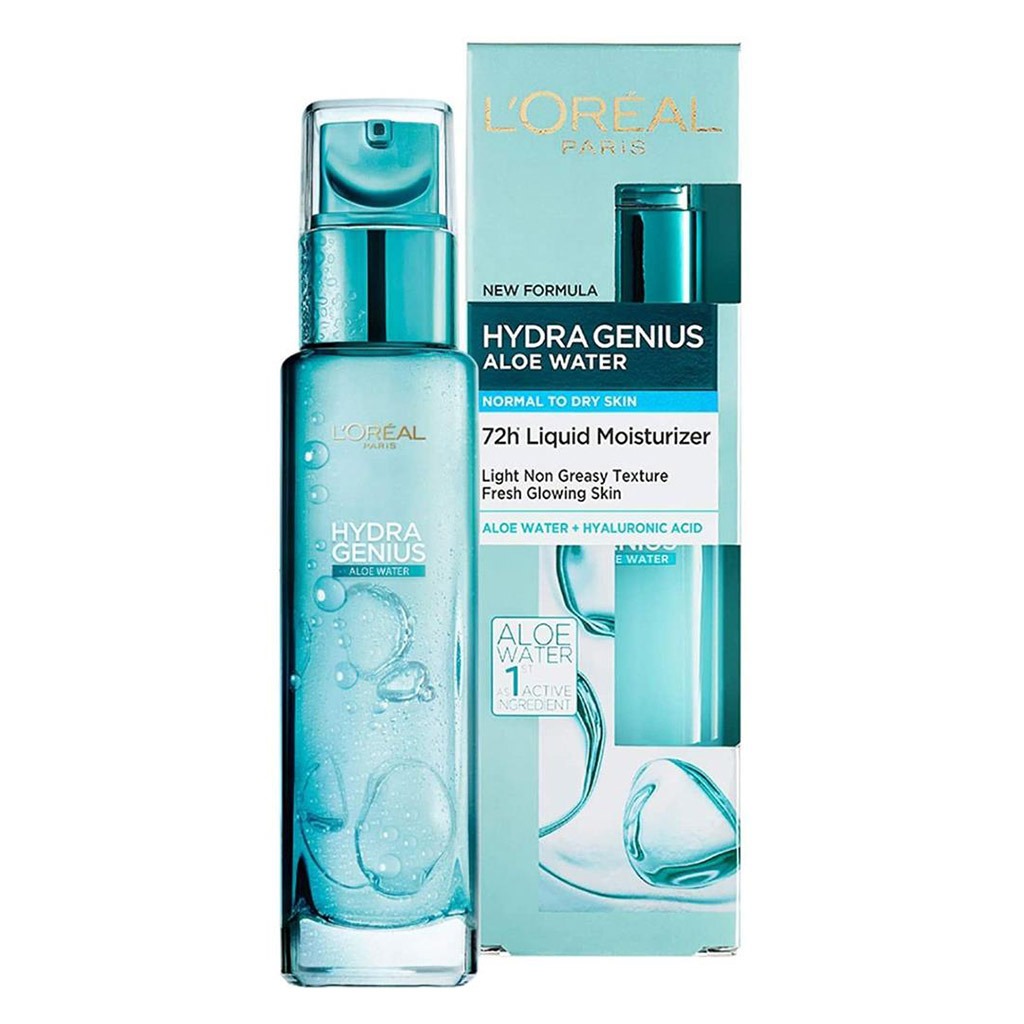 LOreal Paris Hydra Genius Aloe Water  Hyaluronic Liquid Moisturiser Normal To Dry Skin 70ml