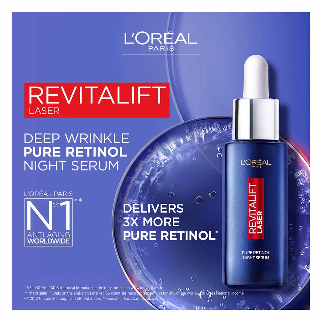 LOreal Paris Revitalift Laser Pure Retinol Deep Wrinkle Night Serum 30ml