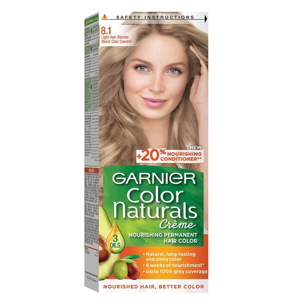 Garnier, Color Naturals cream hair color 81 light ash blonde, Permanent hair color with nourishing cream formula