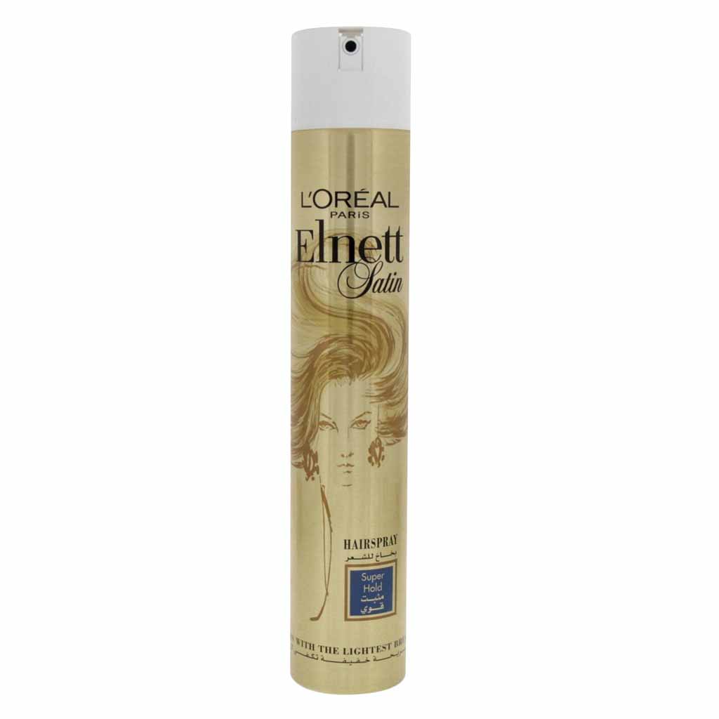 L’Oréal Paris Elnet, Satin Hair Spray Super Hold, Strong hold hairspray with satin finish, 400ml