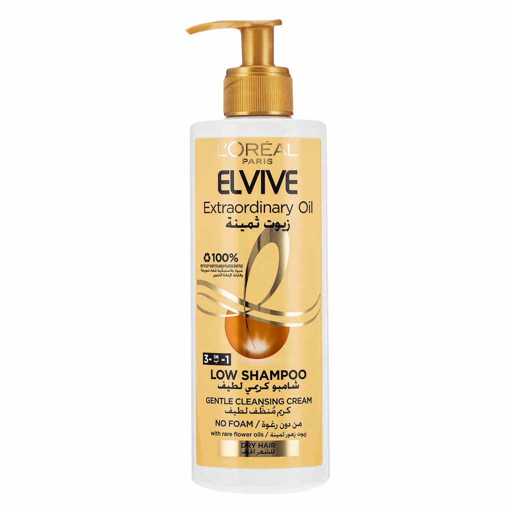 L’Oréal Paris Elvive, 3in1 Extraordinary Oil Low Nourishing Shampoo, Nourishing shampoo with oil for soft hair, 400ml