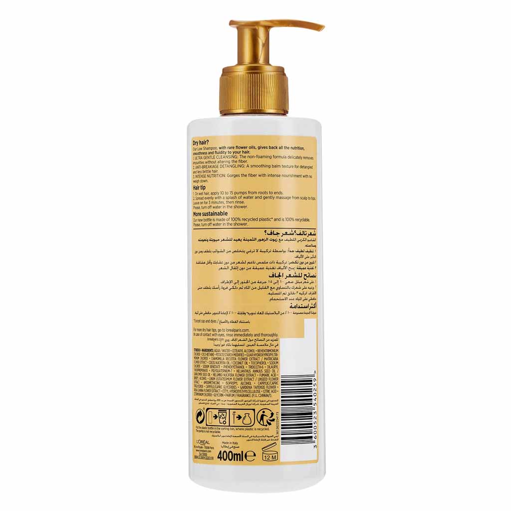 L’Oréal Paris Elvive, 3in1 Extraordinary Oil Low Nourishing Shampoo, Nourishing shampoo with oil for soft hair, 400ml