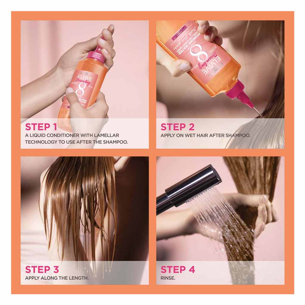 L’Oréal Paris, Elvive Dream Long Wonder Water Lamellar Conditioner, Lightweight conditioner for long hair, 200ml