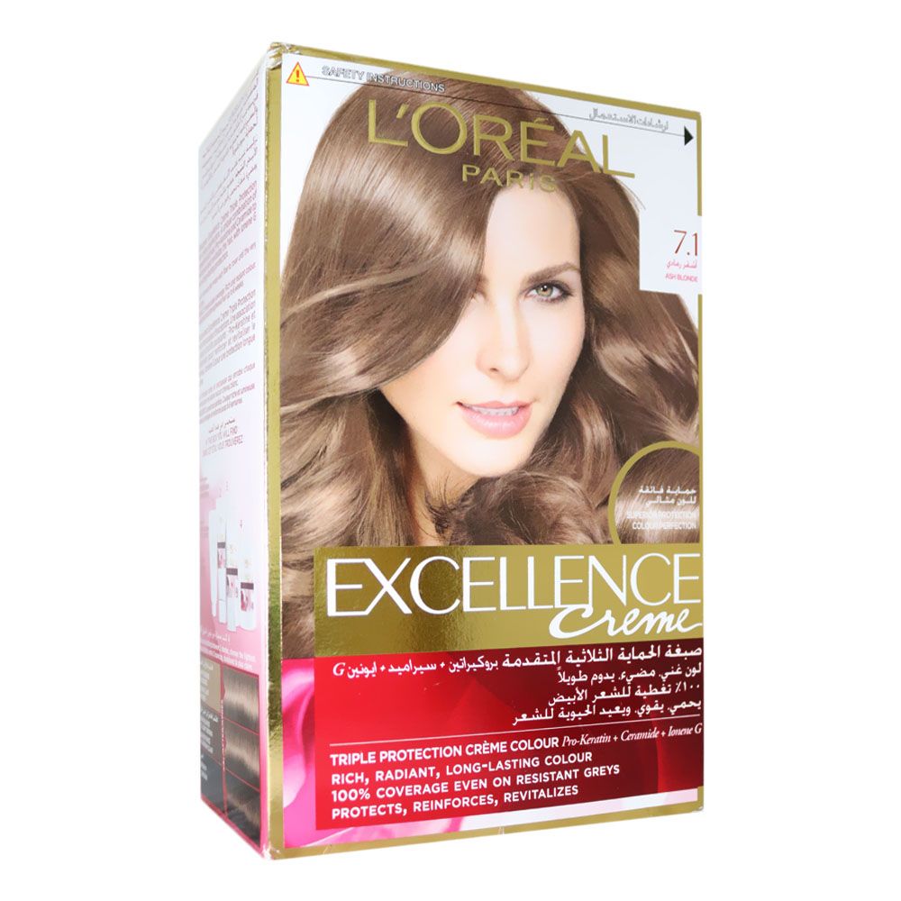 L’Oréal Paris, Excellence Cream Hair Color, Permanent cream hair color, 71 Ash Blonde