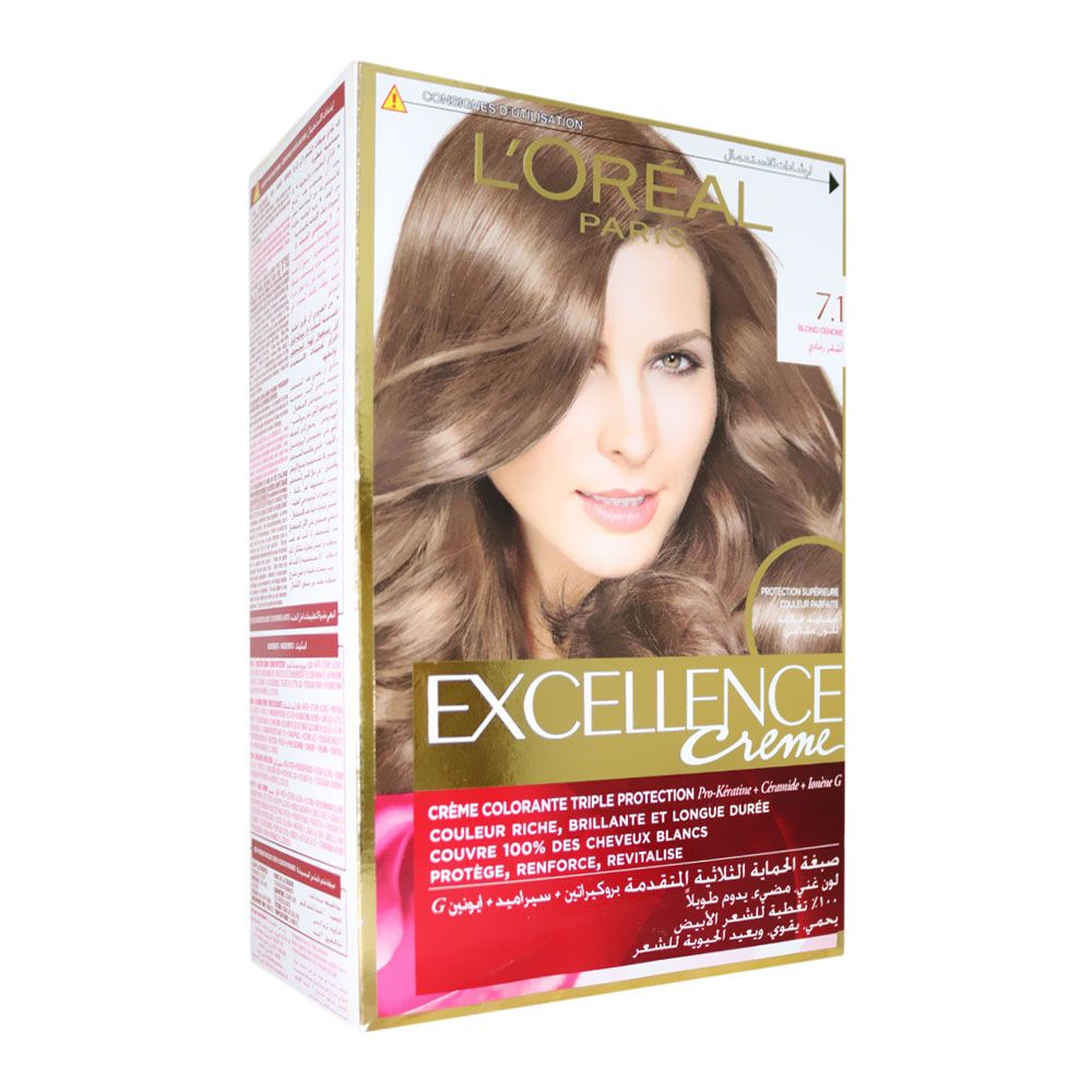 L’Oréal Paris, Excellence Cream Hair Color, Permanent cream hair color, 71 Ash Blonde