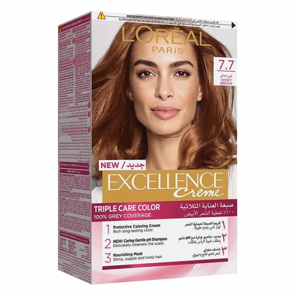 Loreal Paris Excellence Creme Triple Care Hair Color 77 Honey Brown