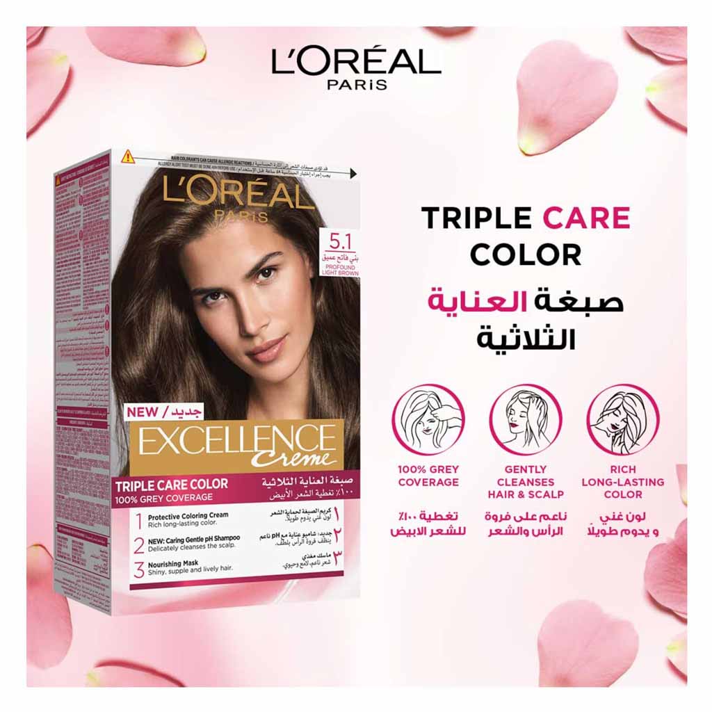Loreal Paris Excellence Creme Triple Care Hair Color 51 Profound Light Brown