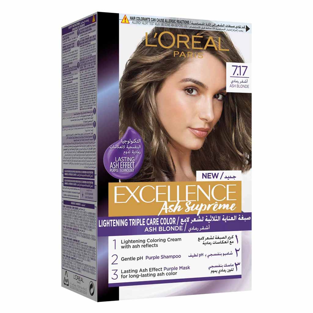 Loreal Paris Excellence Ash Supreme Lightening Triple Care Hair Color 717 Ash Blonde
