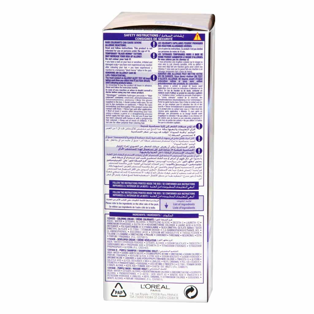 Loreal Paris Excellence Ash Supreme Lightening Triple Care Hair Color 812 Cool Pearl Light Blond