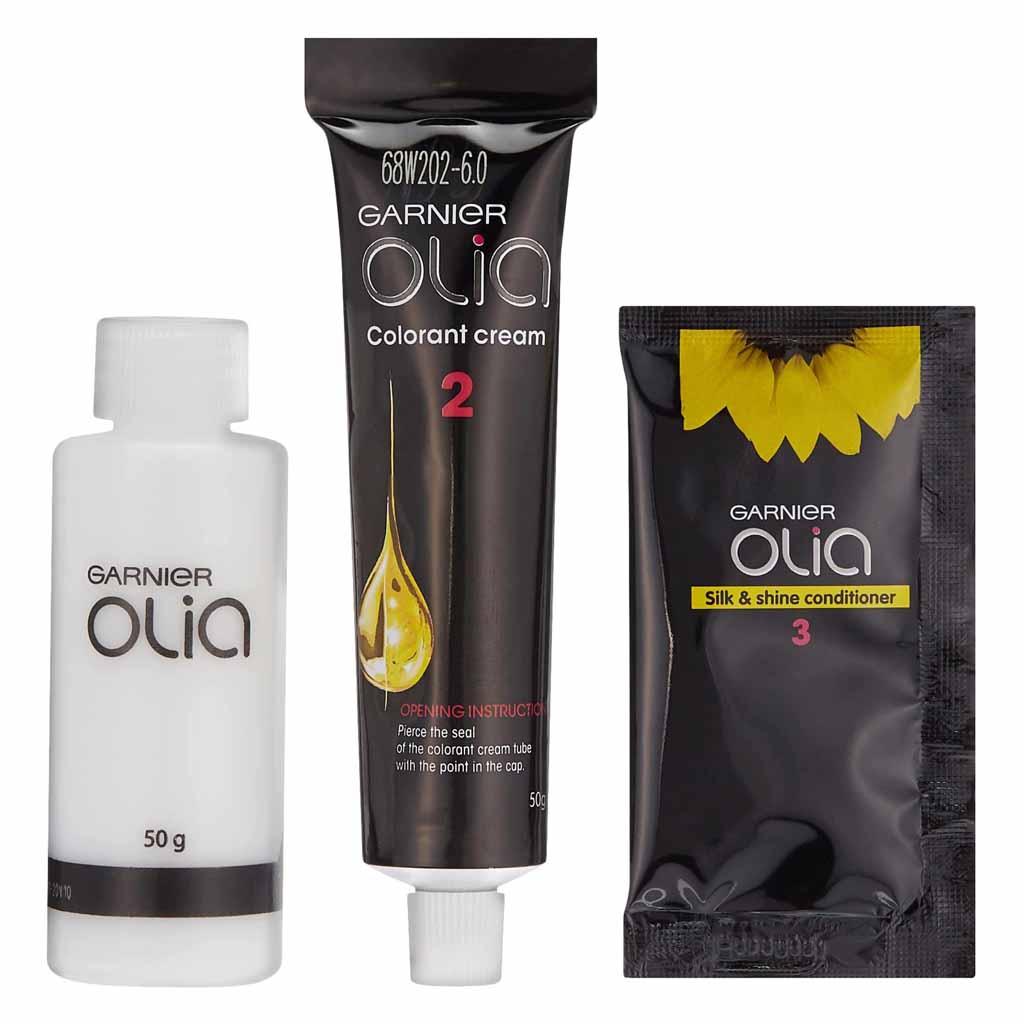 Garnier Olia, No Ammonia Permanent Hair Color 30 Soft Black, Ammonia-free permanent hair dye for soft black color