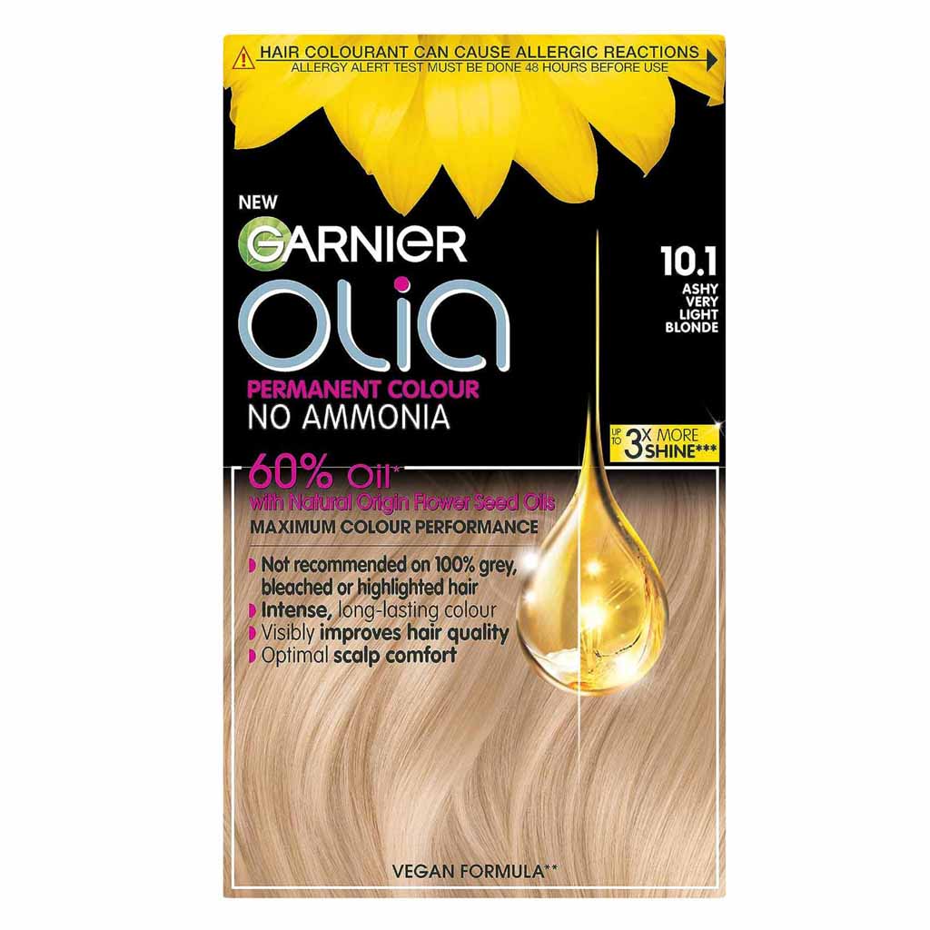 Garnier, Olia No Ammonia Permanent Hair Color 101 Ashy Very Light Blonde, Ammonia-free permanent hair dye for very light blonde shades, 60ml