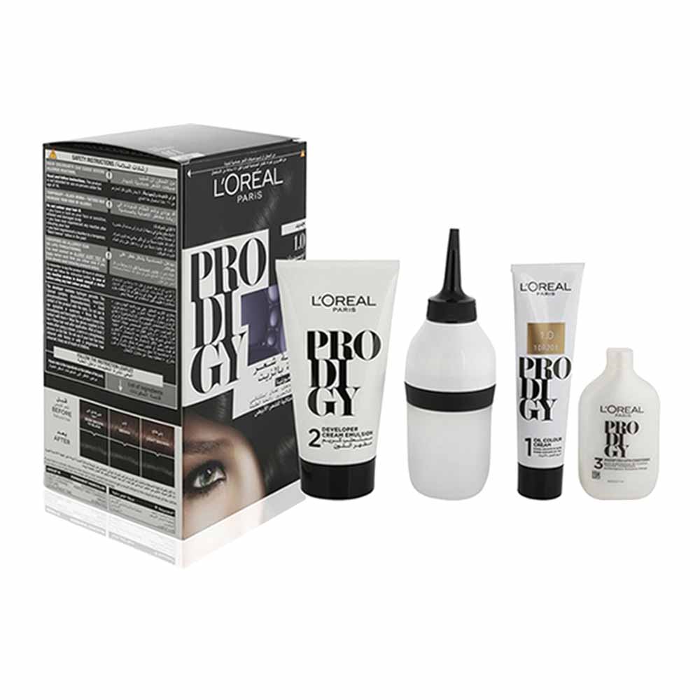 L'Oréal Paris, Prodigy Permanent Oil Hair Color 1 Obsidian, Ammonia-free permanent hair color, kit