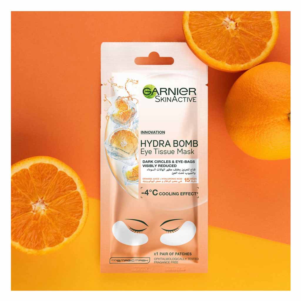 Garnier Skin Active Hydra Bomb Orange Juice  Hydrating Eye Tissue Mask 1 Pair