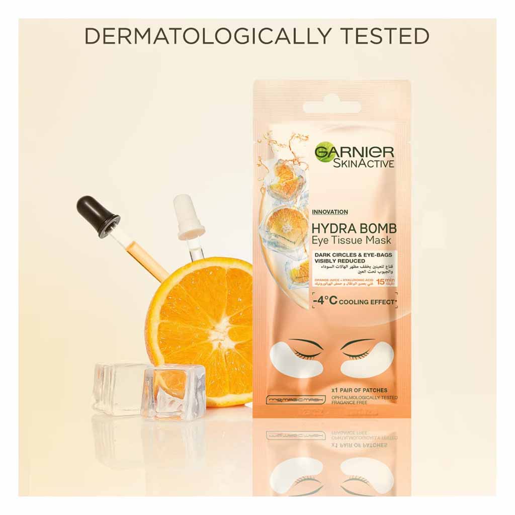 Garnier Skin Active Hydra Bomb Orange Juice  Hydrating Eye Tissue Mask 1 Pair