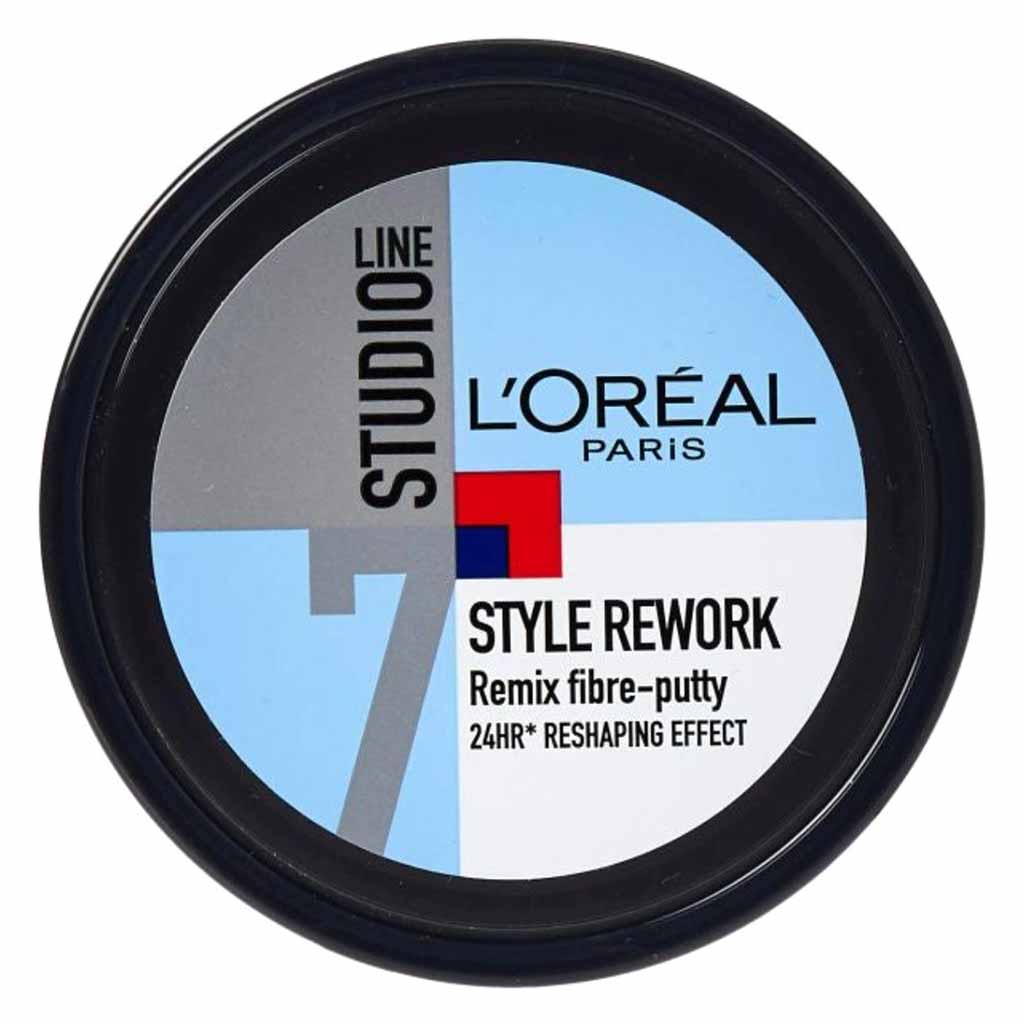 L’Oréal Paris, Studio Line 7 Style Rework Remix Fibre Putty Clay, Strong hold styling fibre putty for textured hair, 150 ml