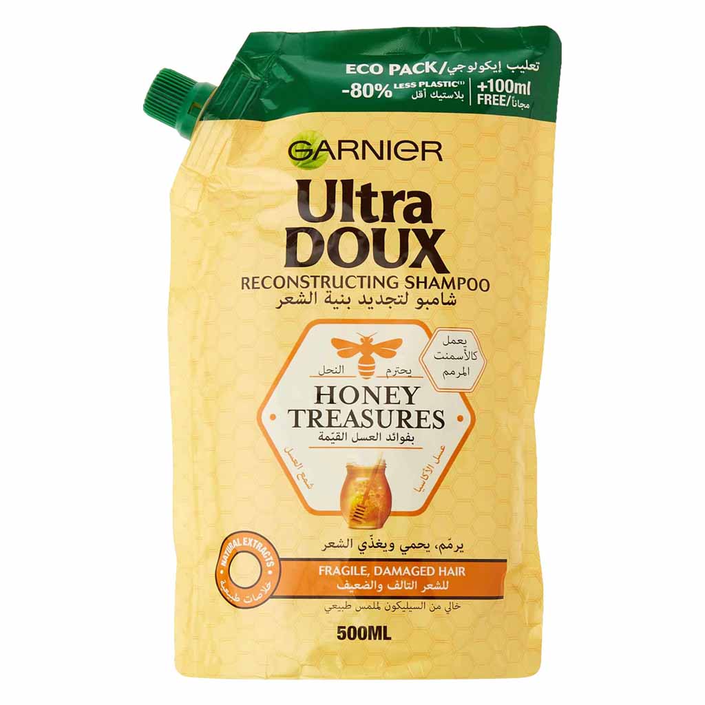 Garnier Ultra Doux, Honey Treasures Reconstructing Shampoo, Repairing shampoo for damaged hair, 500ml