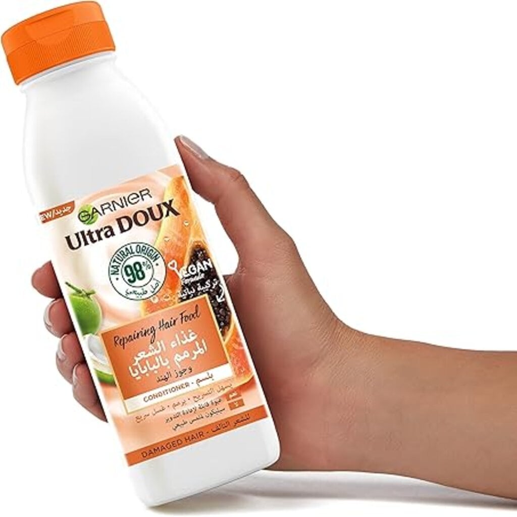 Garnier Ultra Doux, Repairing Papaya Hair Food Conditioner, Conditioner for damaged hair repair, 350 ml