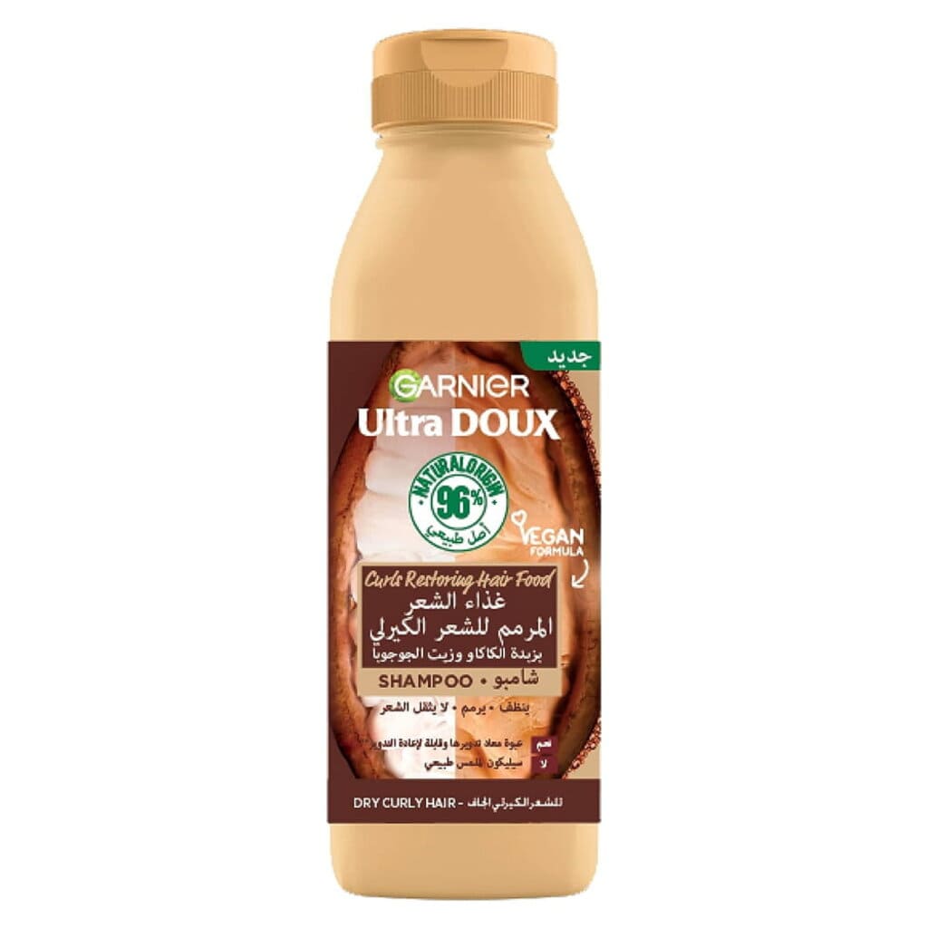 Garnier, Ultra Doux Cocoa Butter Hair Food Shampoo for Dry Curly Hair, Moisturizing shampoo for dry curly hair, 350ml