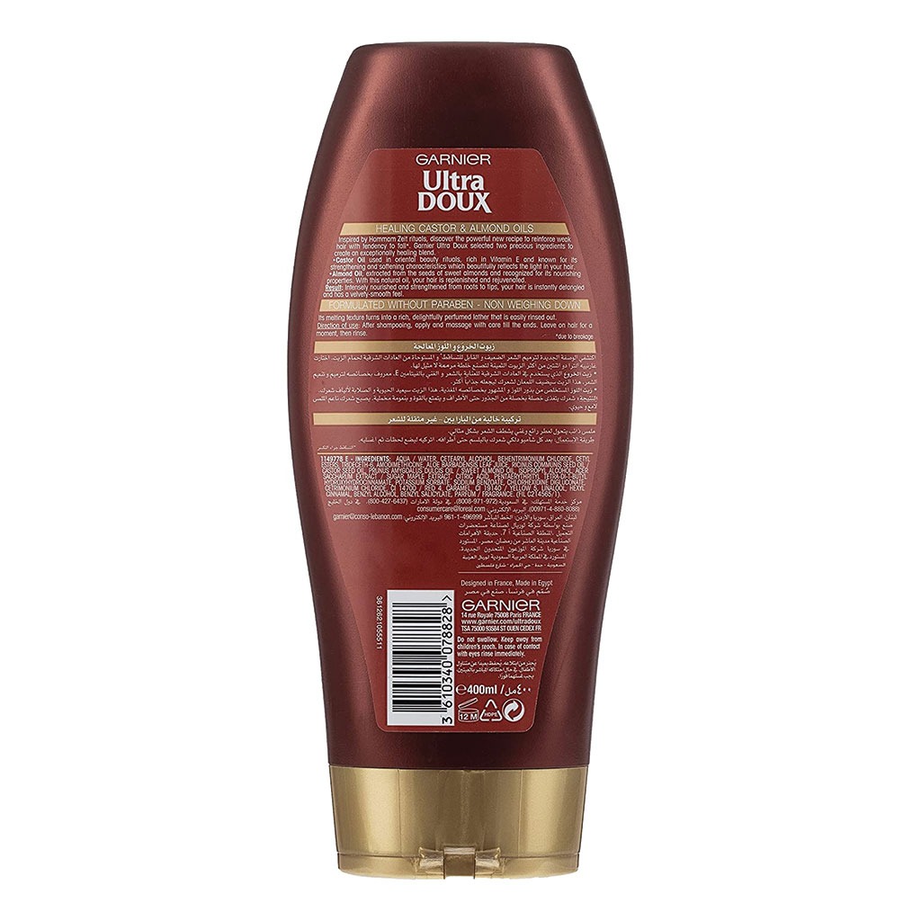Garnier, Ultra Doux Castor & Almond Healing Conditioner, Repairing conditioner for damaged hair, 400ml