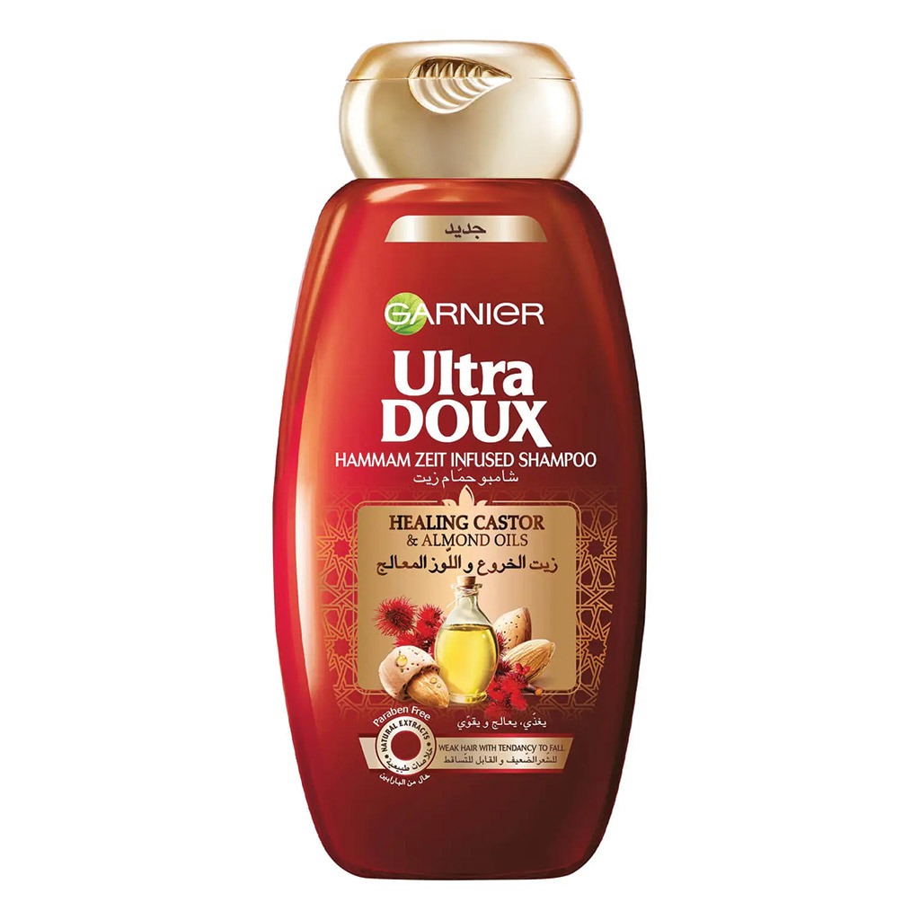 Garnier, Ultra Doux Castor & Almond Healing Shampoo, Repairing shampoo for damaged hair, 600ml