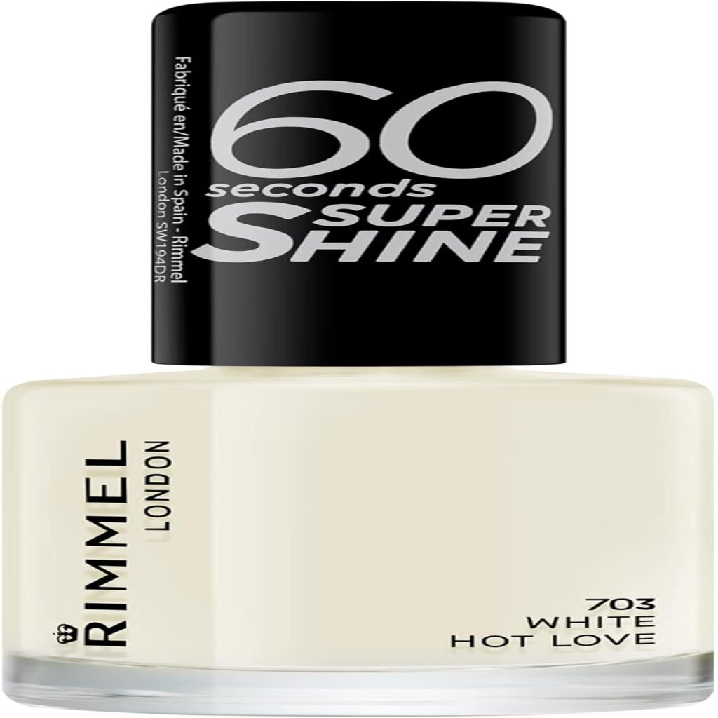 Rimmel, 60 Seconds Nail Polish 703 White Hot Love, Fast-drying nail polish with glossy finish, 13.5ml