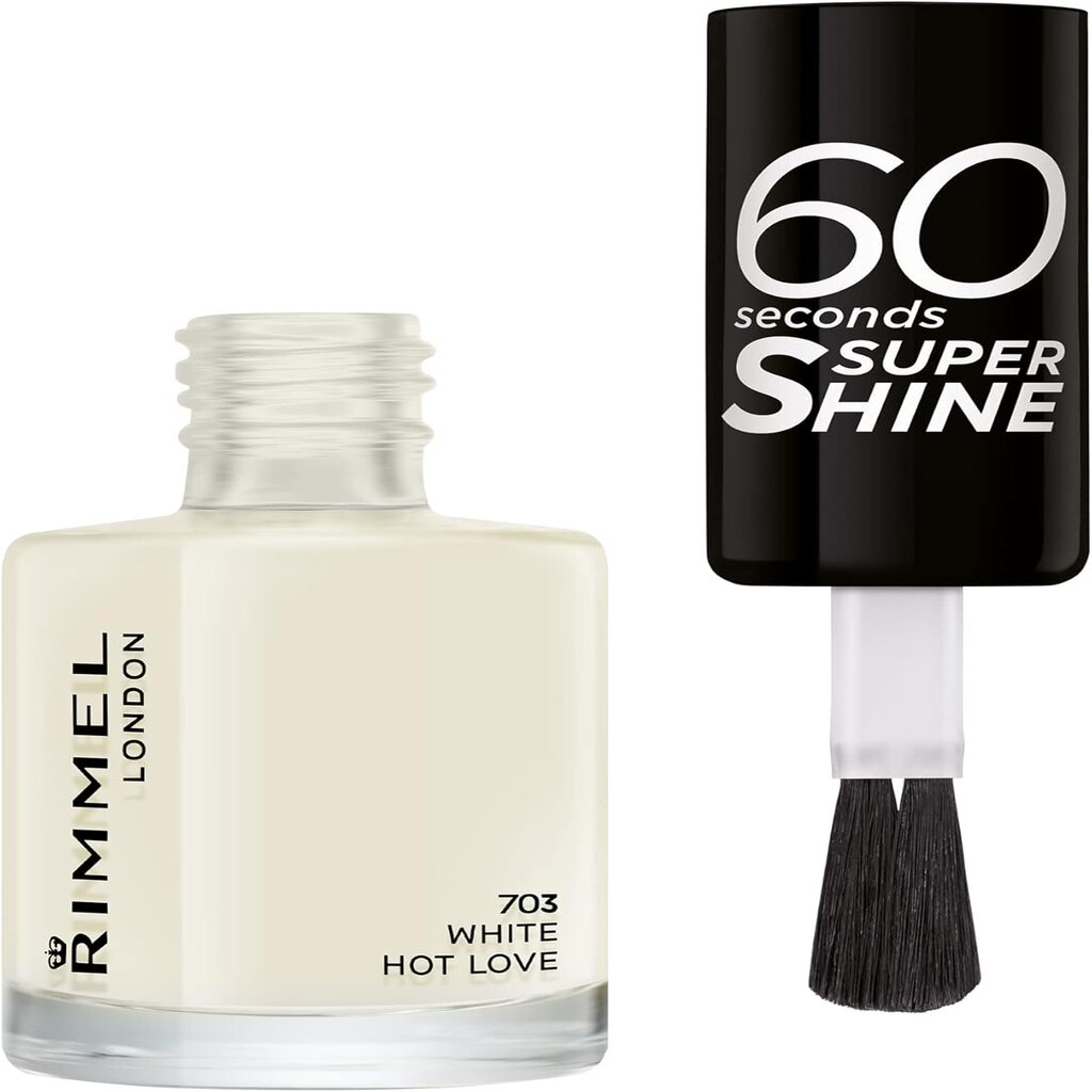 Rimmel, 60 Seconds Nail Polish 703 White Hot Love, Fast-drying nail polish with glossy finish, 13.5ml